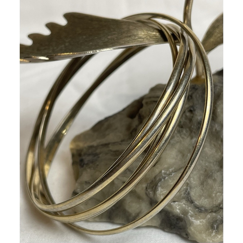 Interlocking Bangle Bracelet Set Of 4 Gold Tone 2.5" Diameter